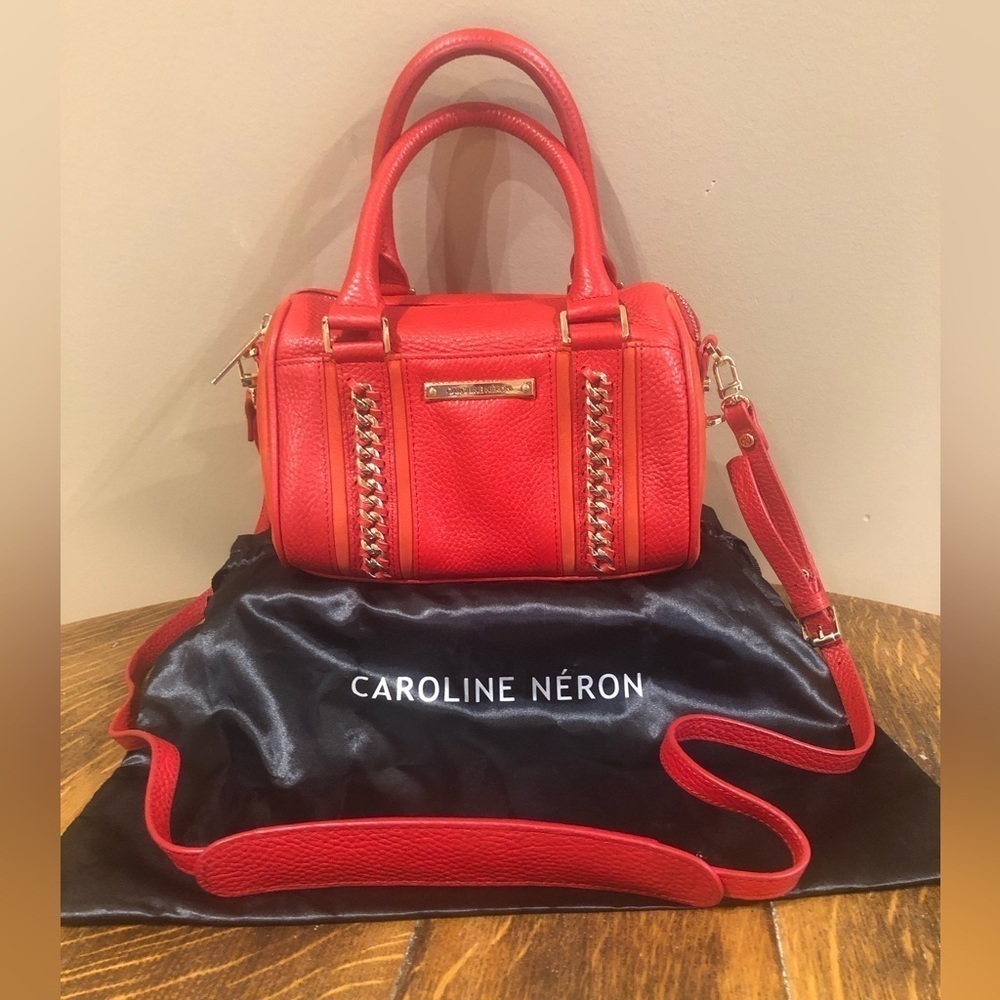 NWT Caroline Néron Red Leather & Suede Mini Crossbody Bag - Picture 2 of 11